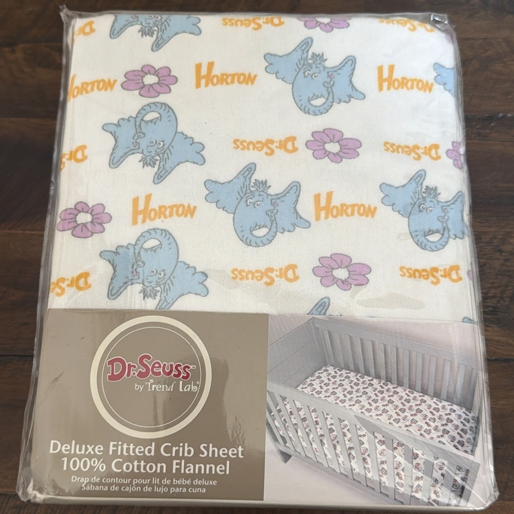 Trend Lab Dr Seuss Deluxe Fitted Crib Sheet 100%‎ Cotton Flannel  Horton 28x52